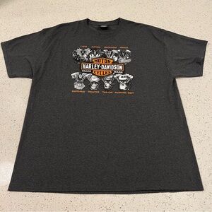 NWOT HARLEY DAVIDSON Museum Wisconsin Dark Gray Engines Graphic Tee Size XXL